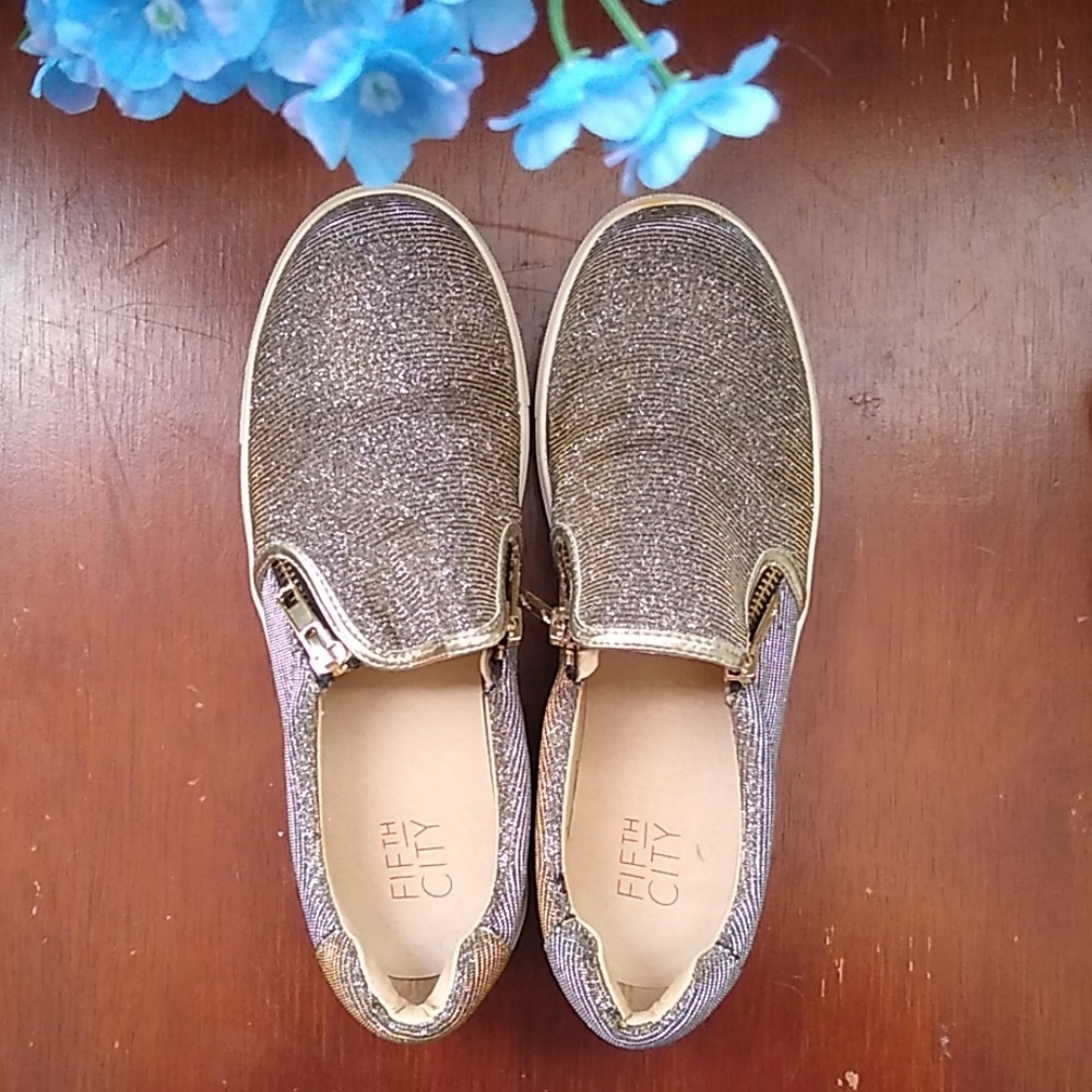 Saks Fifth City silver and gold zipper  sneakers